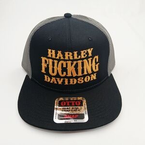 Harley-Davidson Black And Gray Otto Flat Bill With Orange Letters Snapback Cap